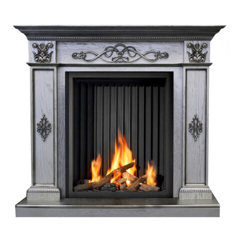 Silver Wooden Fireplace